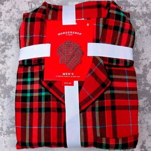 Wondershop Mens Red Tartan Plaid 2-Piece Pajama Set Holiday Sleepwear Small NEW